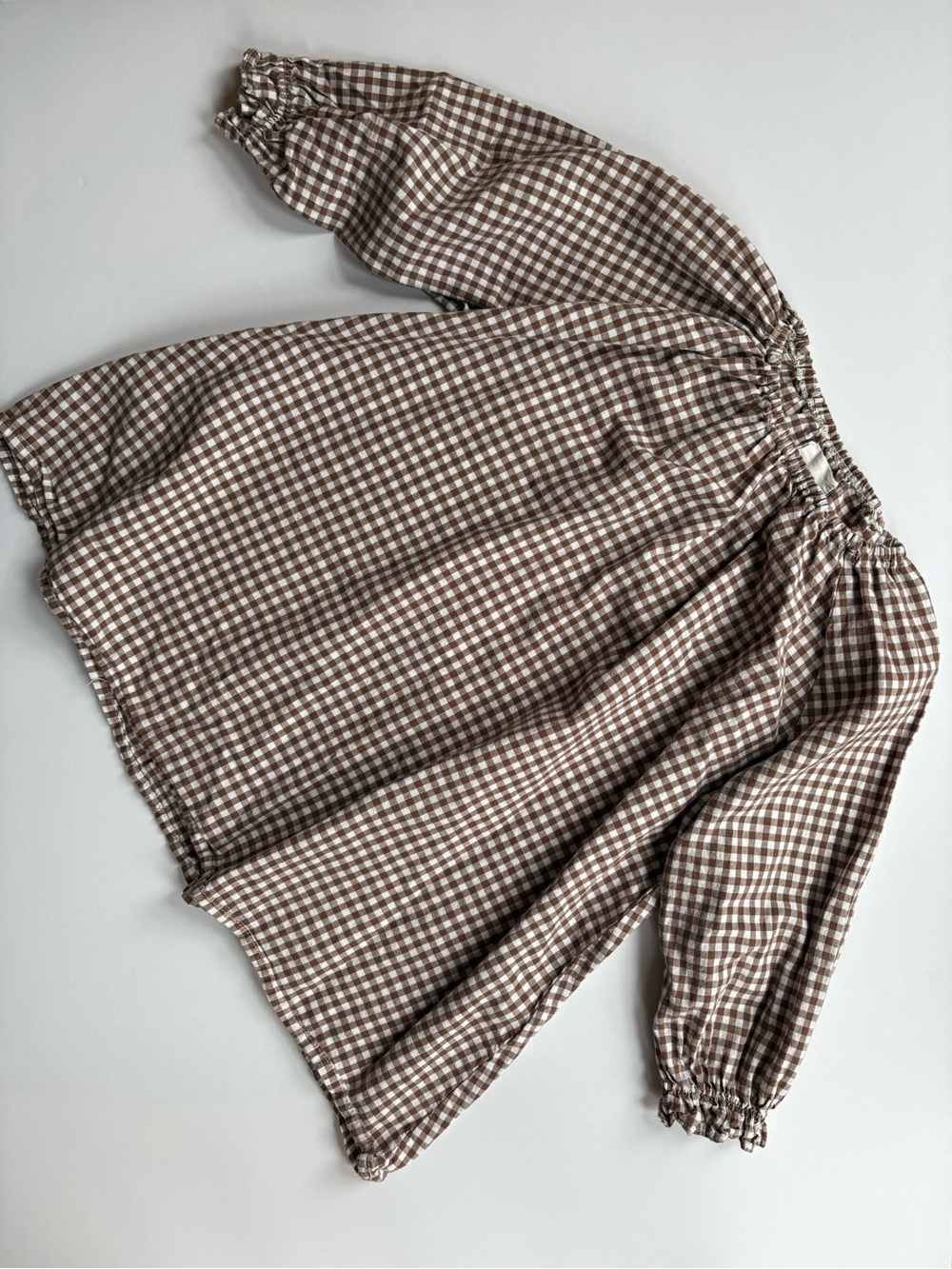 Girls Kindly Brown Gingham Elastic-top dress